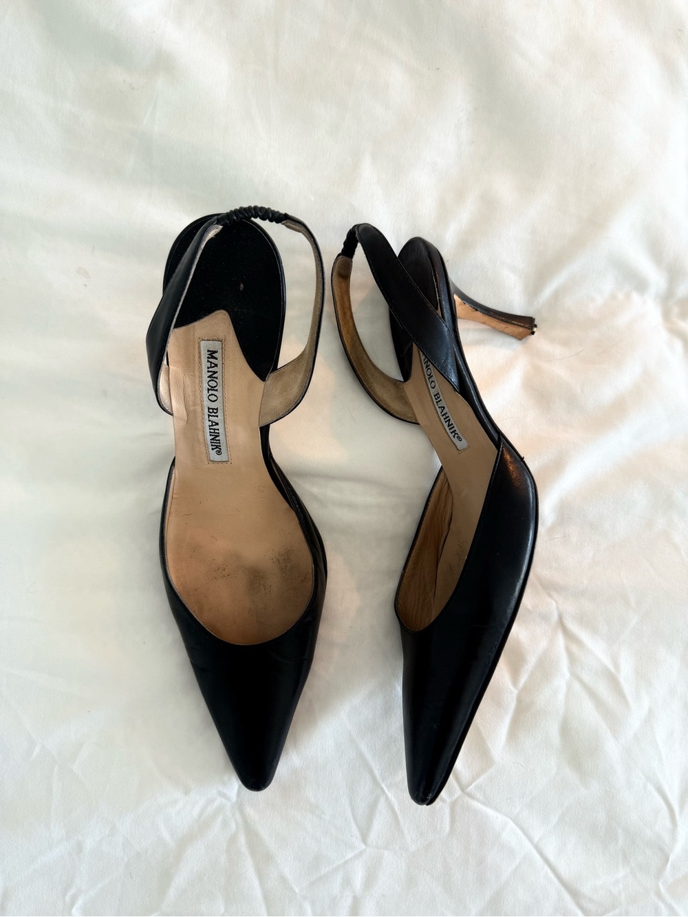 Manolo Blahnik Black Slingback Heels 38